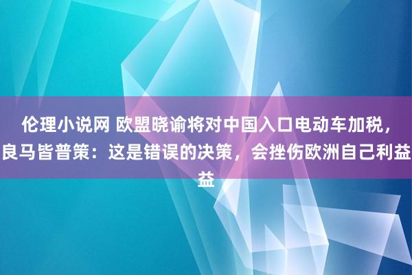 伦理小说网 欧盟晓谕将对中国入口电动车加税，良马皆普策：这是错误的决策，会挫伤欧洲自己利益