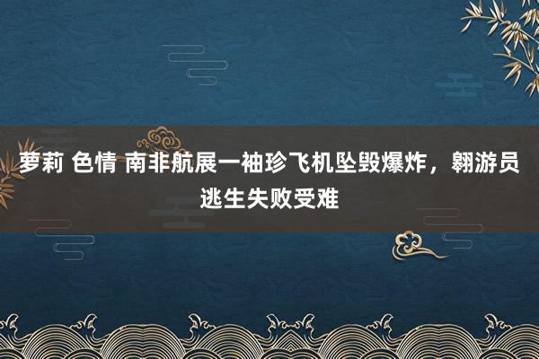 萝莉 色情 南非航展一袖珍飞机坠毁爆炸，翱游员逃生失败受难