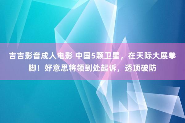吉吉影音成人电影 中国5颗卫星，在天际大展拳脚！好意思将领到处起诉，透顶破防