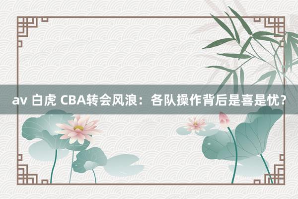 av 白虎 CBA转会风浪：各队操作背后是喜是忧？