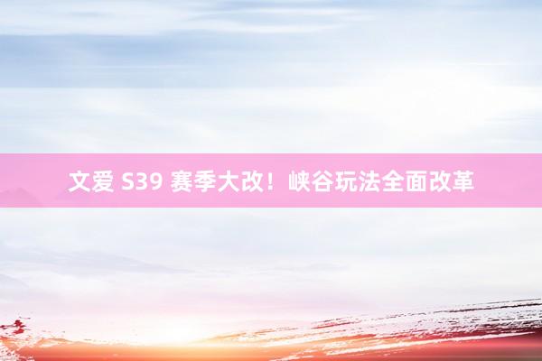 文爱 S39 赛季大改！峡谷玩法全面改革