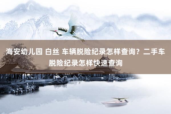 海安幼儿园 白丝 车辆脱险纪录怎样查询？二手车脱险纪录怎样快速查询