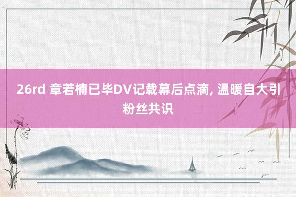 26rd 章若楠已毕DV记载幕后点滴, 温暖自大引粉丝共识