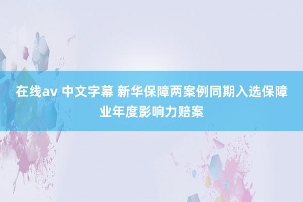 在线av 中文字幕 新华保障两案例同期入选保障业年度影响力赔案