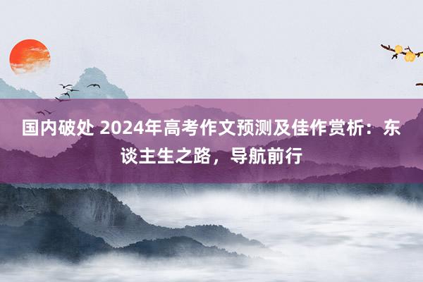 国内破处 2024年高考作文预测及佳作赏析：东谈主生之路，导航前行