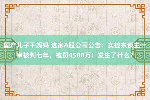 国产儿子干妈妈 这家A股公司公告：实控东谈主一审被判七年，被罚4500万！发生了什么？