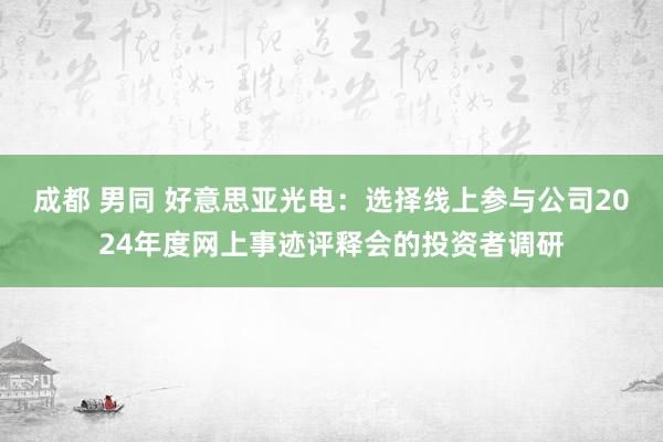 成都 男同 好意思亚光电：选择线上参与公司2024年度网上事迹评释会的投资者调研